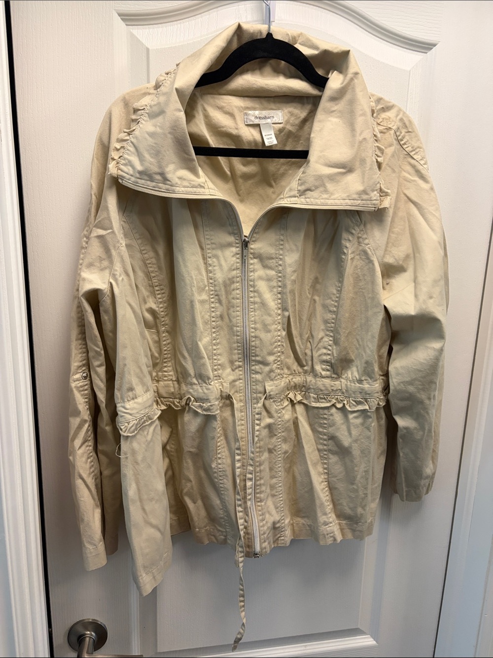 Dress Barn Beige Utility Zip-Front Jacket